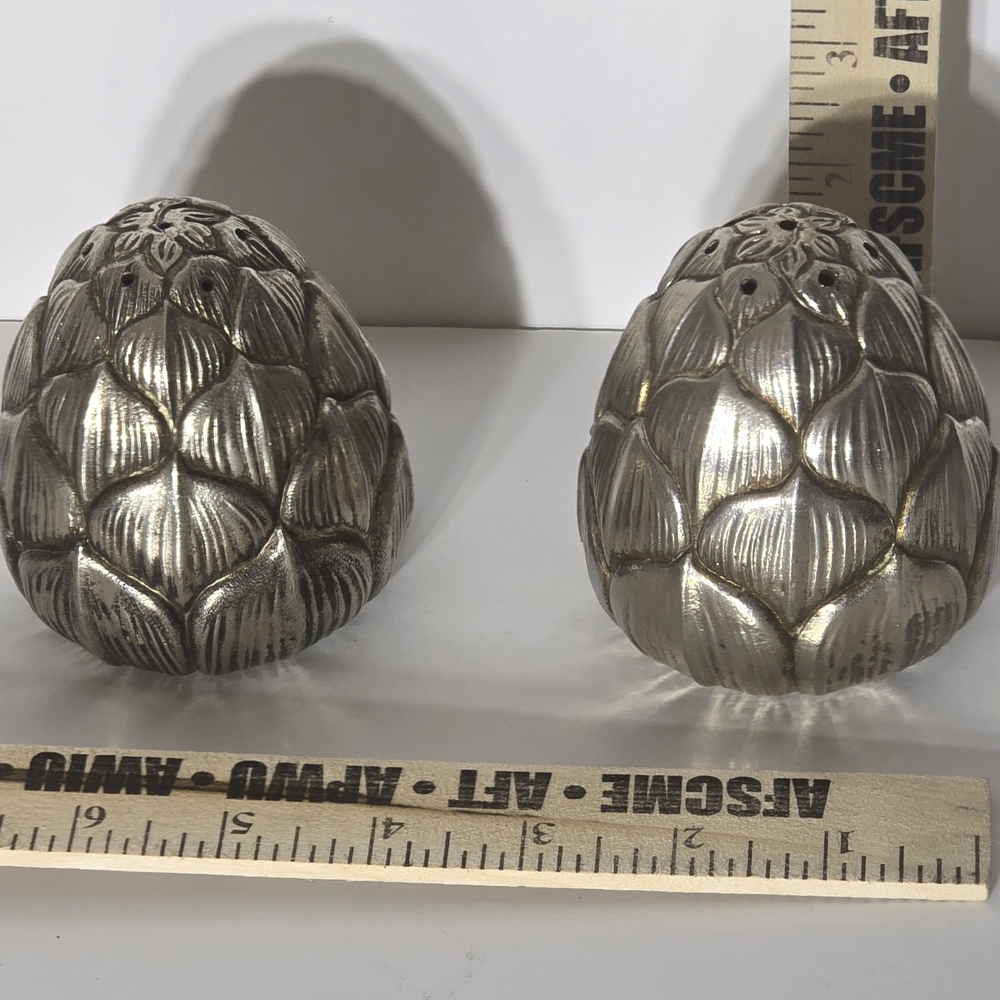 Source Unknown Silver Artichoke Shakers